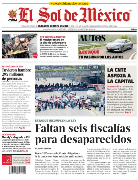 Portada de El Sol de Mexico