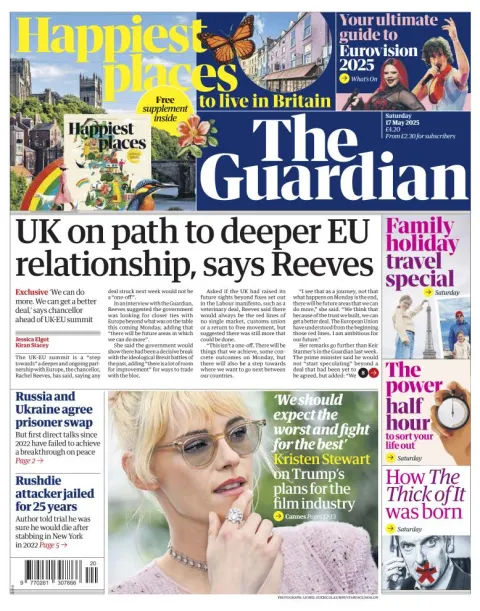 Portada de The Guardian (reino Unido)