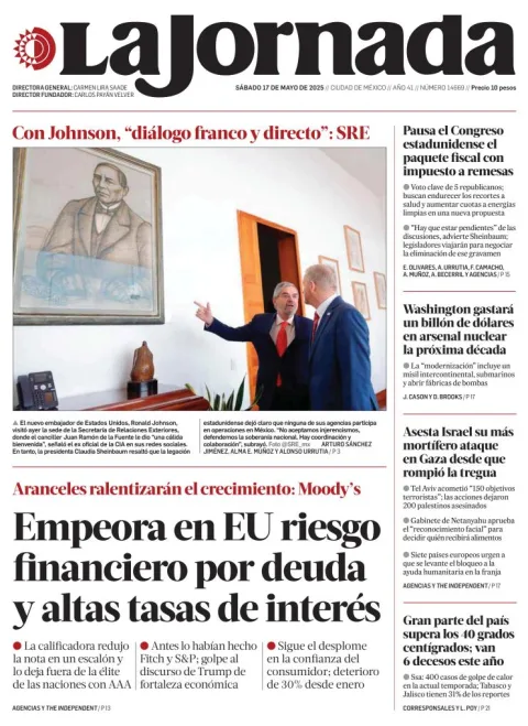 Portada de La Jornada del sábado, 17 de mayo de 2025