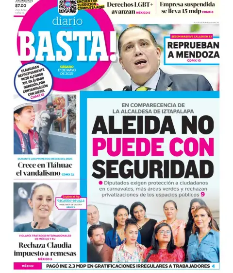 Portada de Basta del sábado, 17 de mayo de 2025