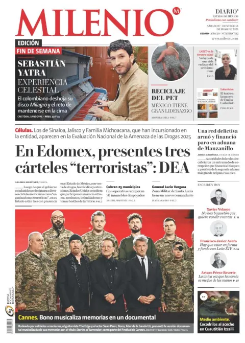 Portada de Milenio Edo de Mexico del sábado, 17 de mayo de 2025