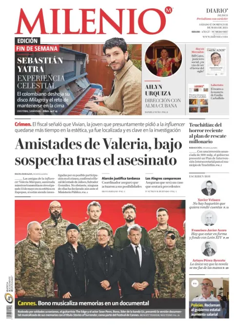 Portada de Milenio Jalisco del sábado, 17 de mayo de 2025