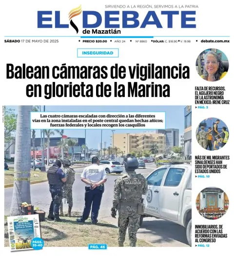 Portada de El Debate de Mazatlan del sábado, 17 de mayo de 2025