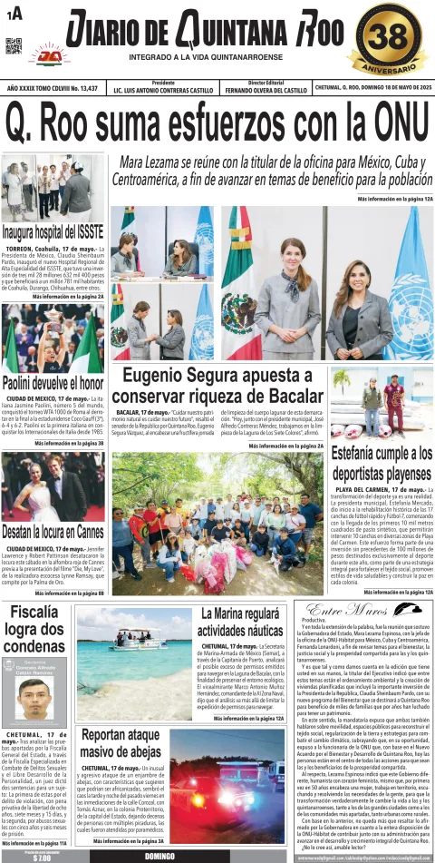 Portada de Diario de Quintana Roo (portada)