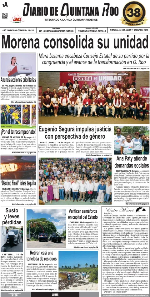 Portada de Diario de Quintana Roo (portada)