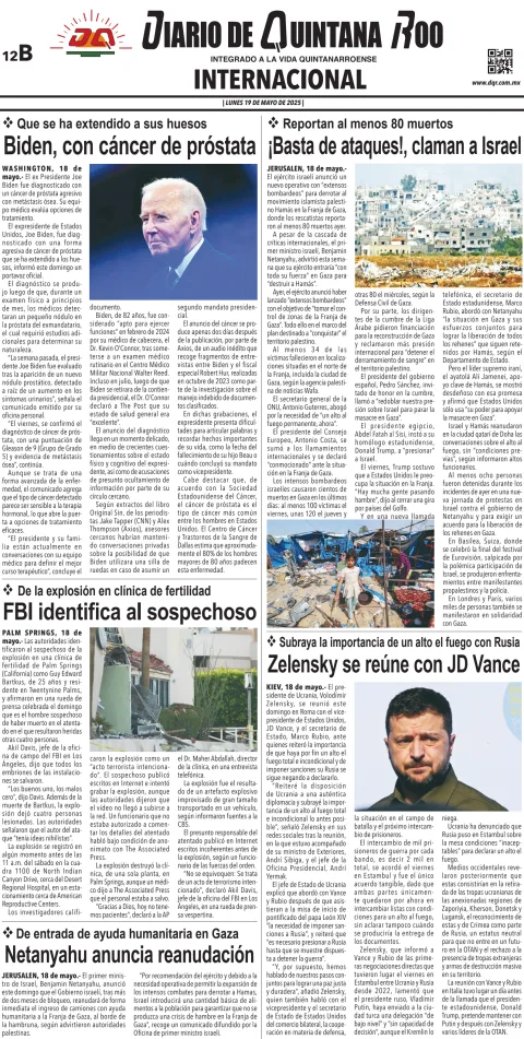 Portada de Diario de Quintana Roo (contra Portada)