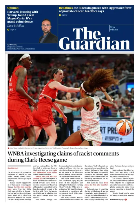 Portada de The Guardian (usa) del lunes, 19 de mayo de 2025
