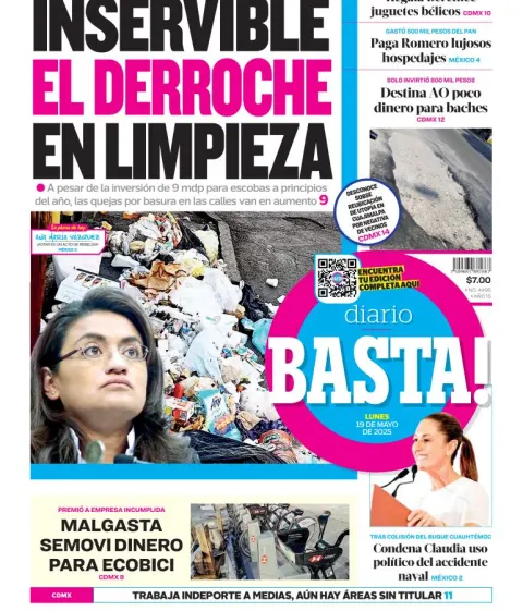 Portada de Basta del lunes, 19 de mayo de 2025