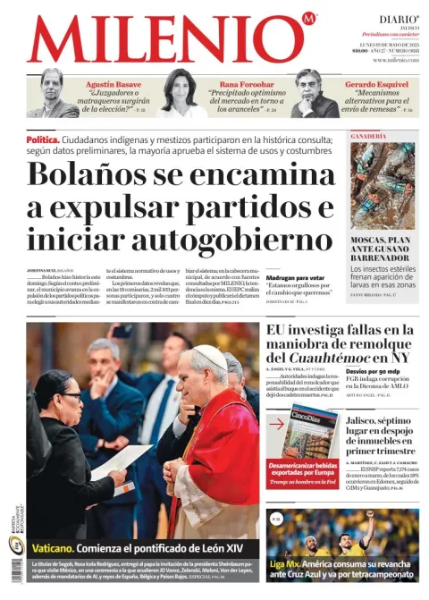 Portada de Milenio Jalisco del lunes, 19 de mayo de 2025