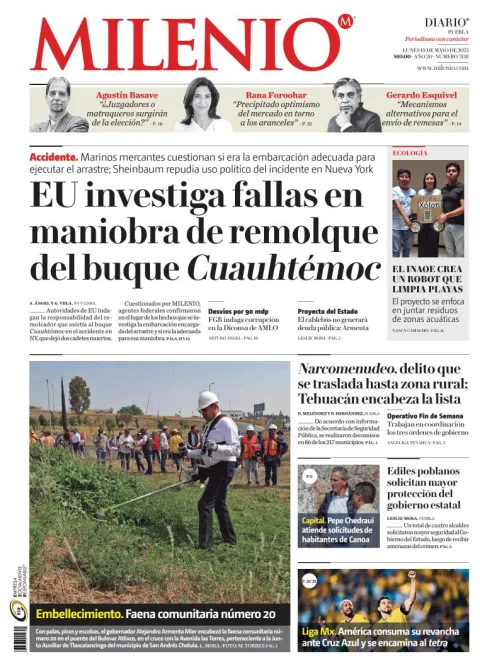 Portada de Milenio Puebla del lunes, 19 de mayo de 2025