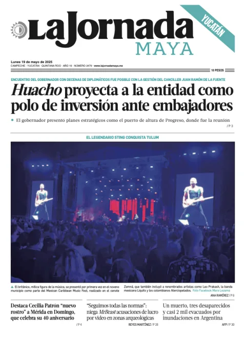 Portada de La Jornada Maya Yucatán del lunes, 19 de mayo de 2025