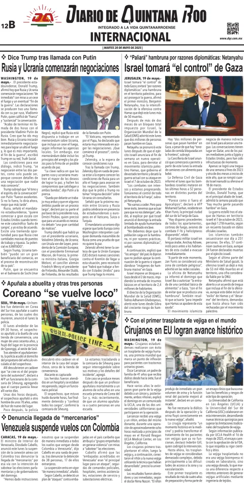Portada de Diario de Quintana Roo (contra Portada)