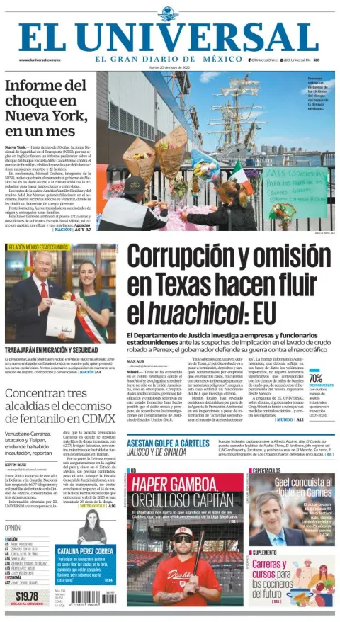 Portada de El Universal