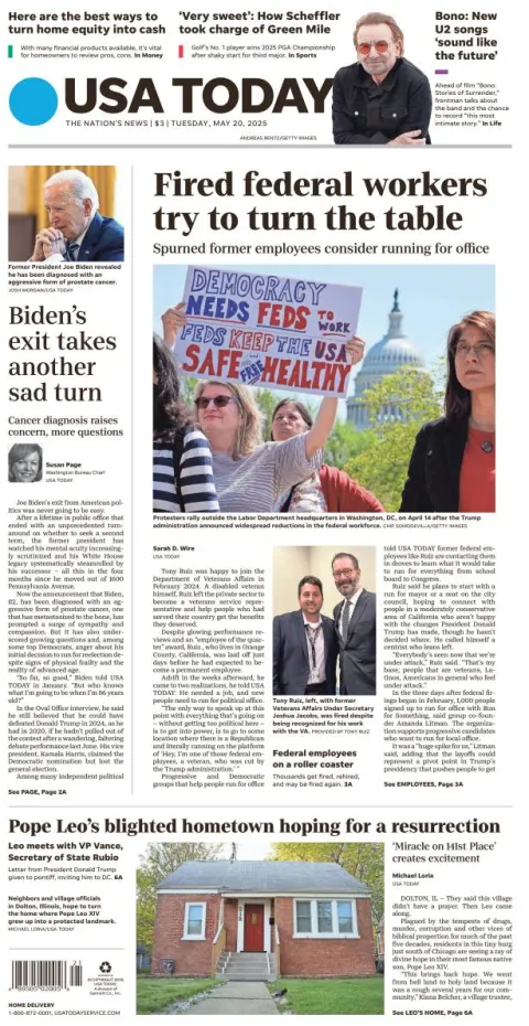Portada de Usa Today del martes, 20 de mayo de 2025
