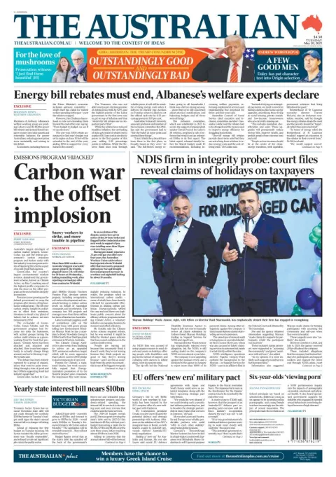 Portada de The Australian del martes, 20 de mayo de 2025