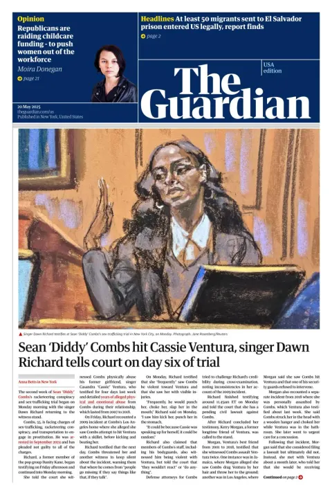 Portada de The Guardian (usa) del martes, 20 de mayo de 2025
