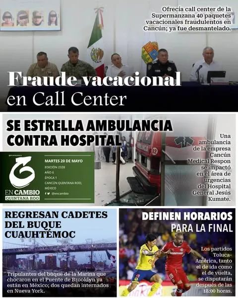 Portada de En Cambio - Quintana Roo (contraportada) del martes, 20 de mayo de 2025