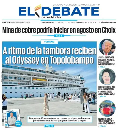 Portada de El Debate de los Mochis del martes, 20 de mayo de 2025