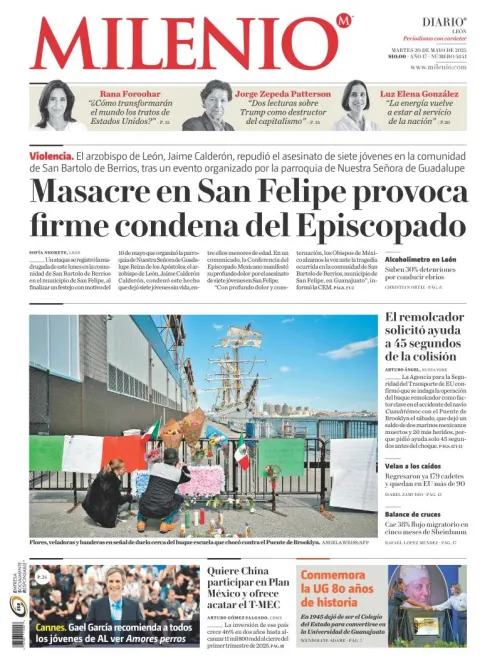 Portada de Milenio Leon del martes, 20 de mayo de 2025