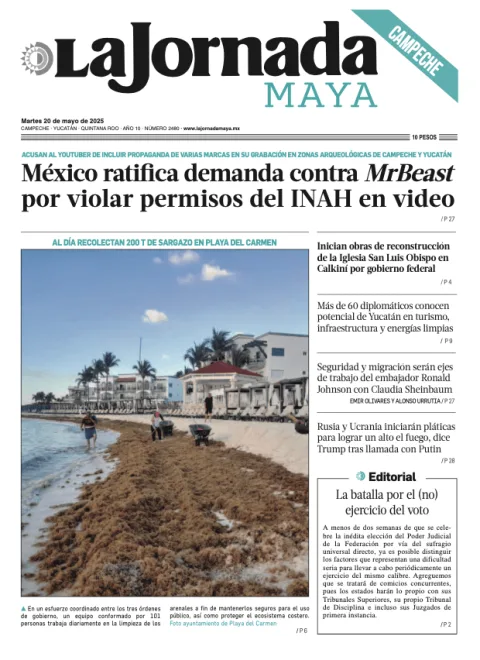 Portada de La Jornada Maya Campeche del martes, 20 de mayo de 2025