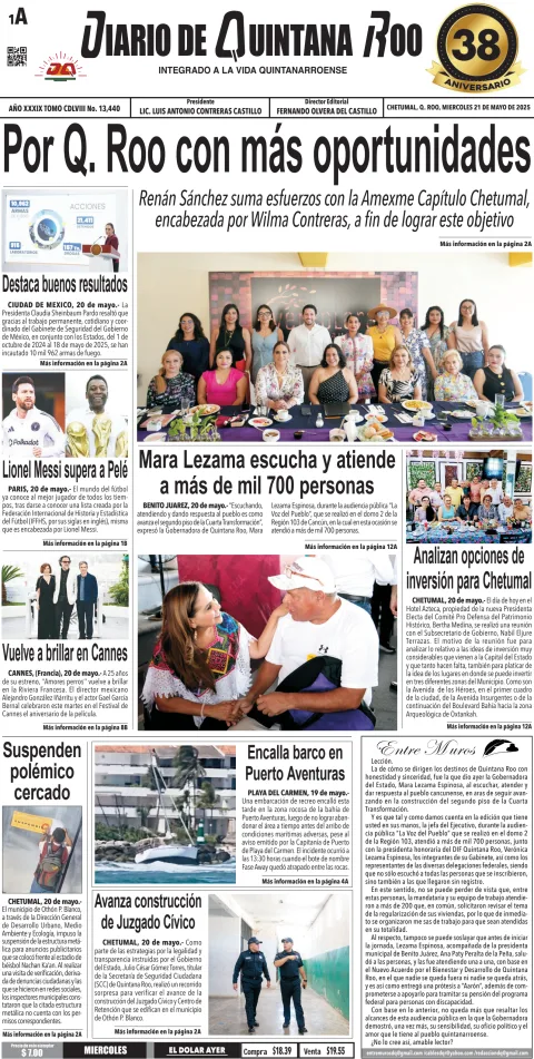 Portada de Diario de Quintana Roo (portada)