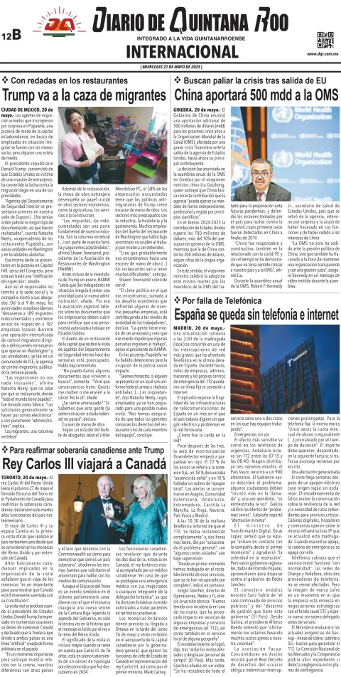 Portada de Diario de Quintana Roo (contra Portada)