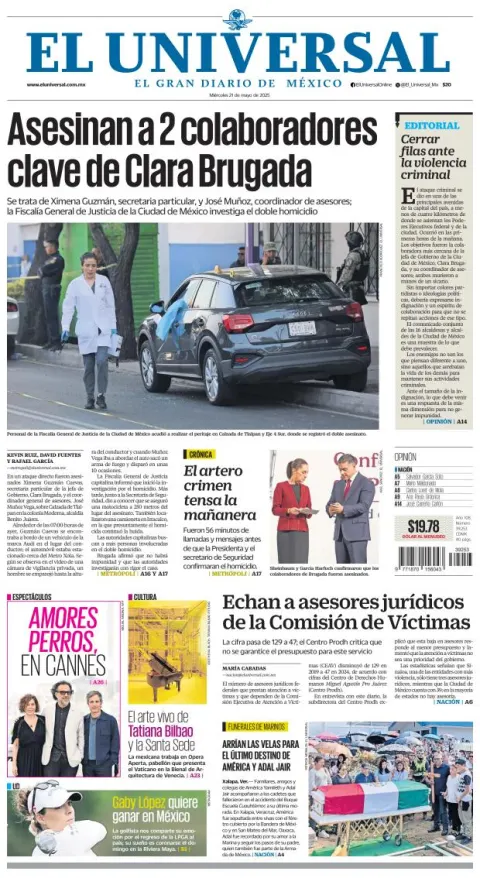 Portada de El Universal