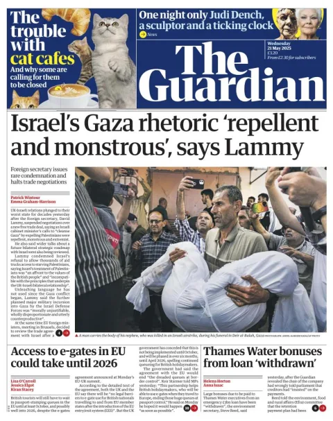 Portada de The Guardian (reino Unido)