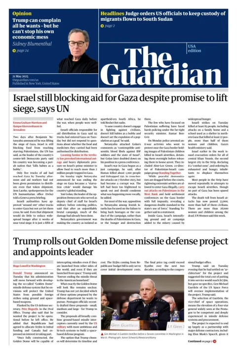 Portada de The Guardian (usa) del miércoles, 21 de mayo de 2025