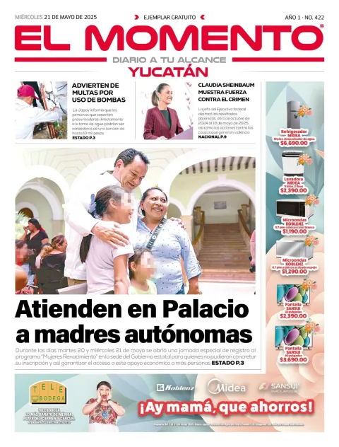 Portada de El Momento Yucatan del miércoles, 21 de mayo de 2025