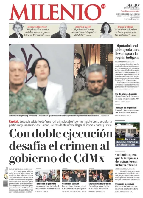Portada de Milenio Laguna del miércoles, 21 de mayo de 2025