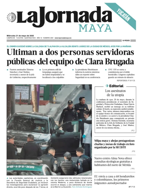 Portada de La Jornada Maya Yucatán del miércoles, 21 de mayo de 2025