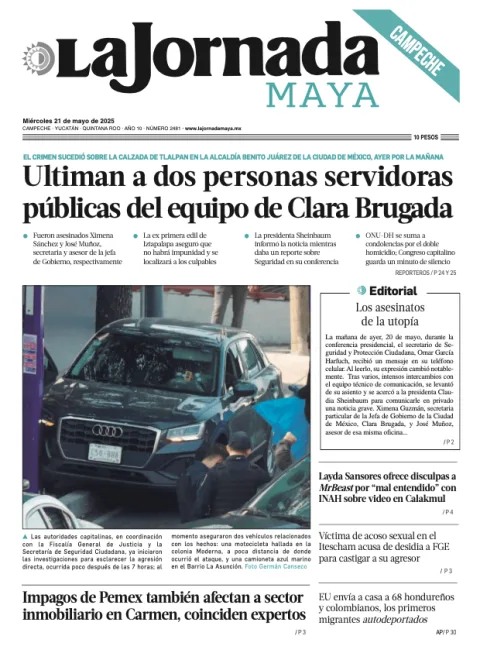 Portada de La Jornada Maya Campeche del miércoles, 21 de mayo de 2025