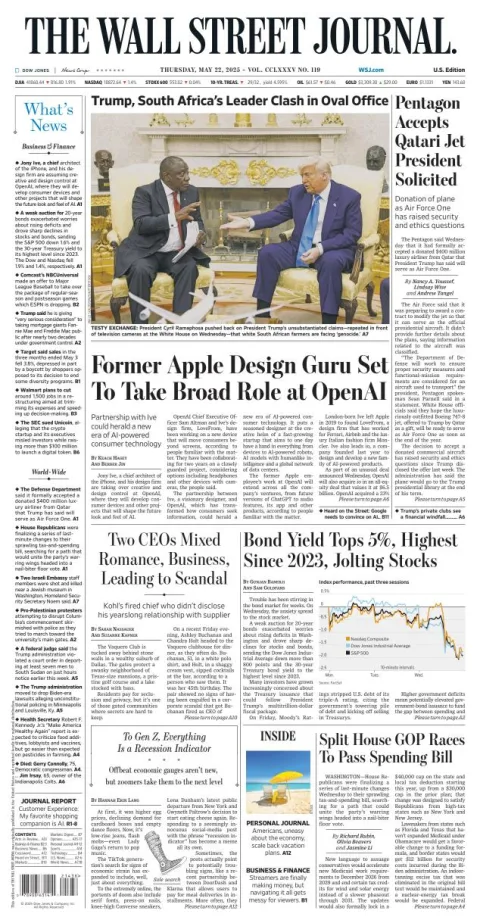 Portada de The Wall Street Journal