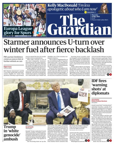Portada de The Guardian (reino Unido)