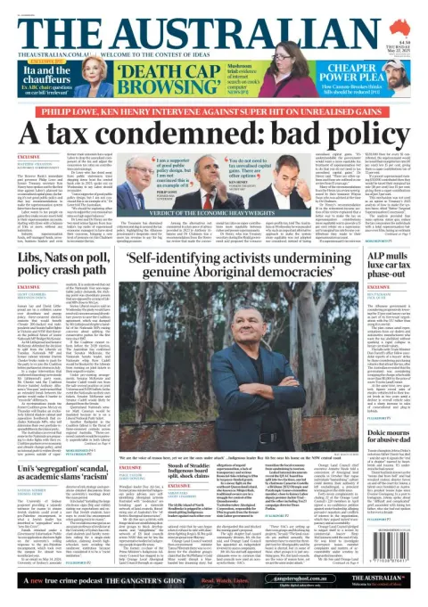 Portada de The Australian del jueves, 22 de mayo de 2025