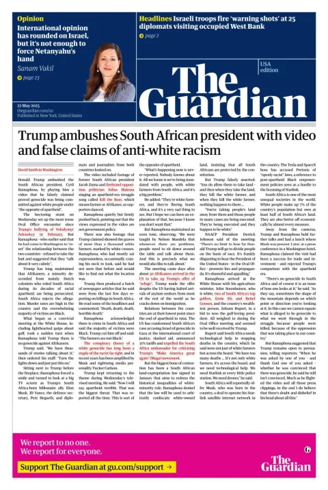 Portada de The Guardian (usa)