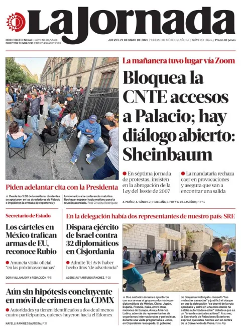 Portada de La Jornada del jueves, 22 de mayo de 2025