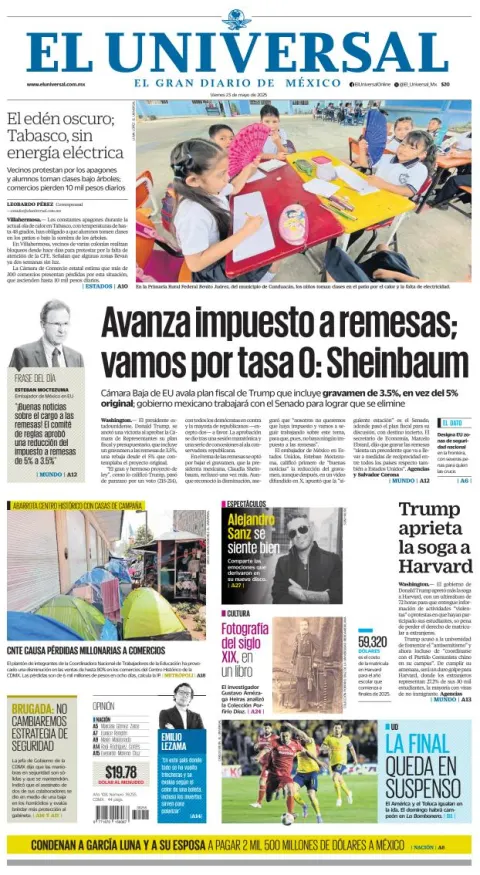 Portada de El Universal
