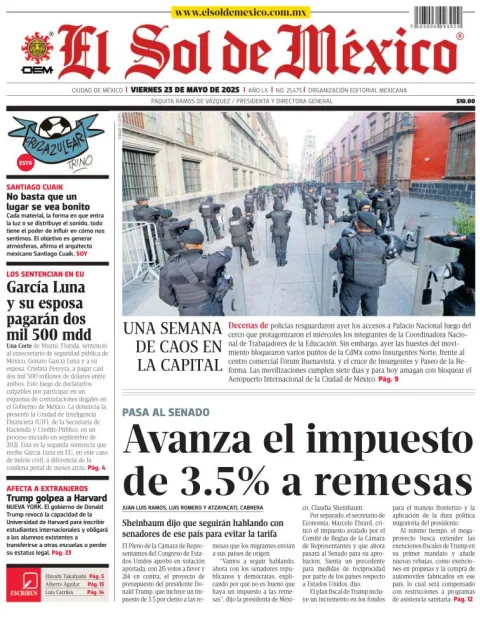 Portada de El Sol de Mexico