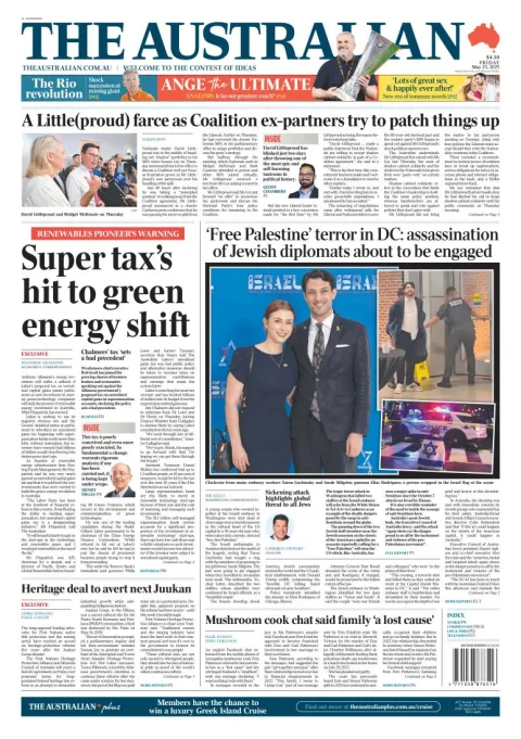 Portada de The Australian del viernes, 23 de mayo de 2025