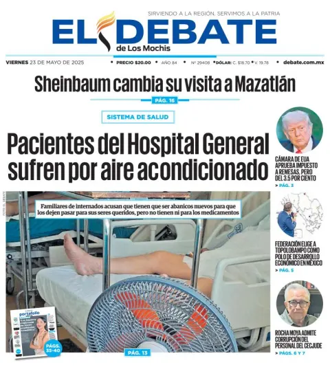Portada de El Debate de los Mochis del viernes, 23 de mayo de 2025