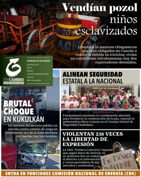 Portada de En Cambio - Quintana Roo (contraportada) del viernes, 23 de mayo de 2025