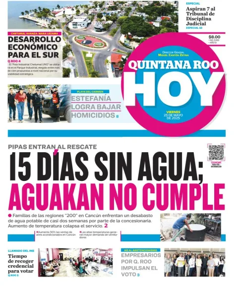 Portada de Quintana Roo Hoy del viernes, 23 de mayo de 2025