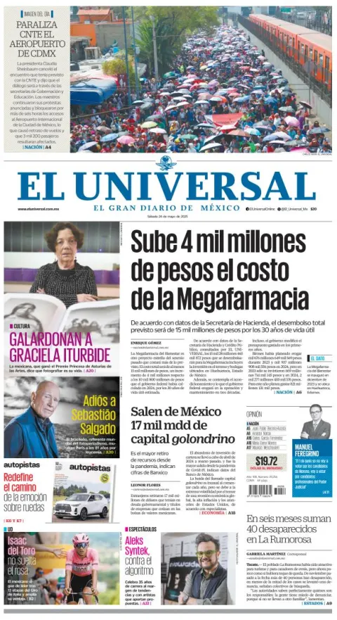Portada de El Universal