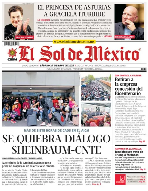Portada de El Sol de Mexico