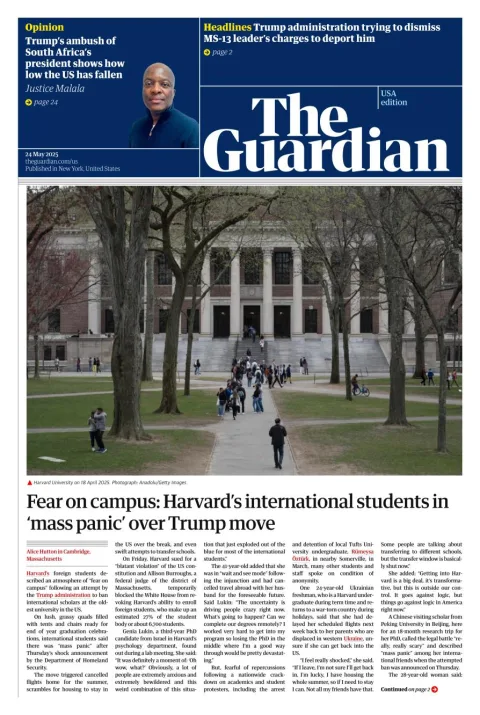 Portada de The Guardian (usa)