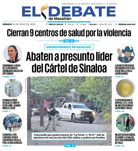 Portada de El Debate de Mazatlan