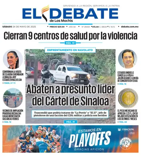 Portada de El Debate de los Mochis del sábado, 24 de mayo de 2025