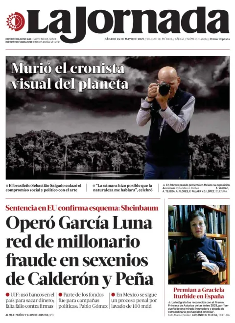 Portada de La Jornada del sábado, 24 de mayo de 2025